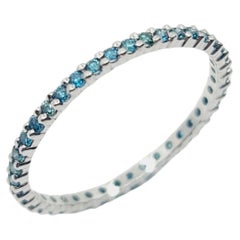Blue Diamonds Eternity Ring 0.36 Carat VS Fancy Blue / Blue-Green Treated