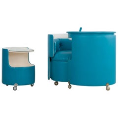 Blue Dilly Dally Dressing Table by Luigi Massoni for Poltrona Frau, Italy, 1968