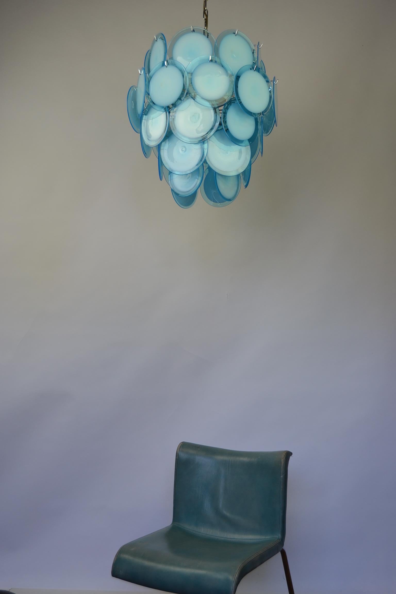 blue glass chandelier