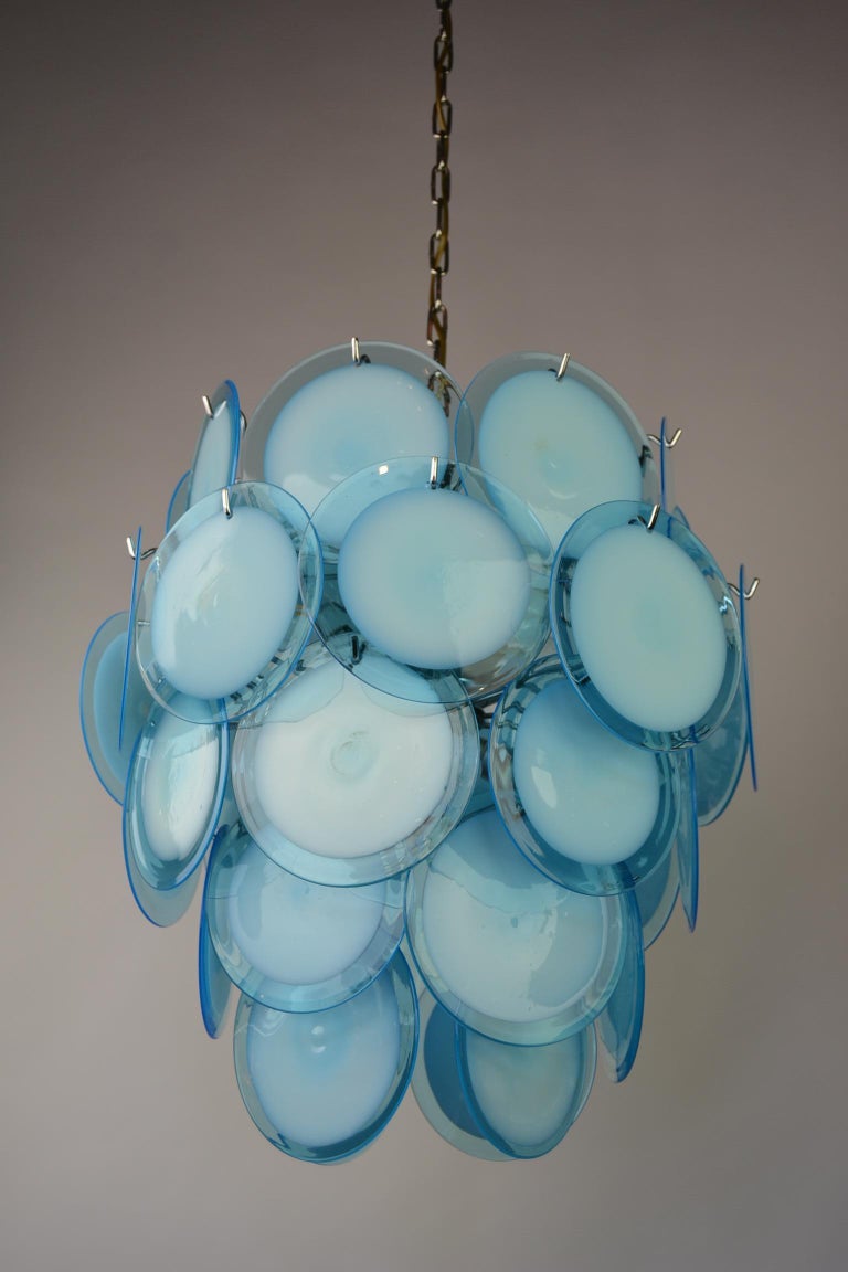 Blue Disc Murano Glass Chandelier, 36 Discs, Mid20th Century at 1stDibs