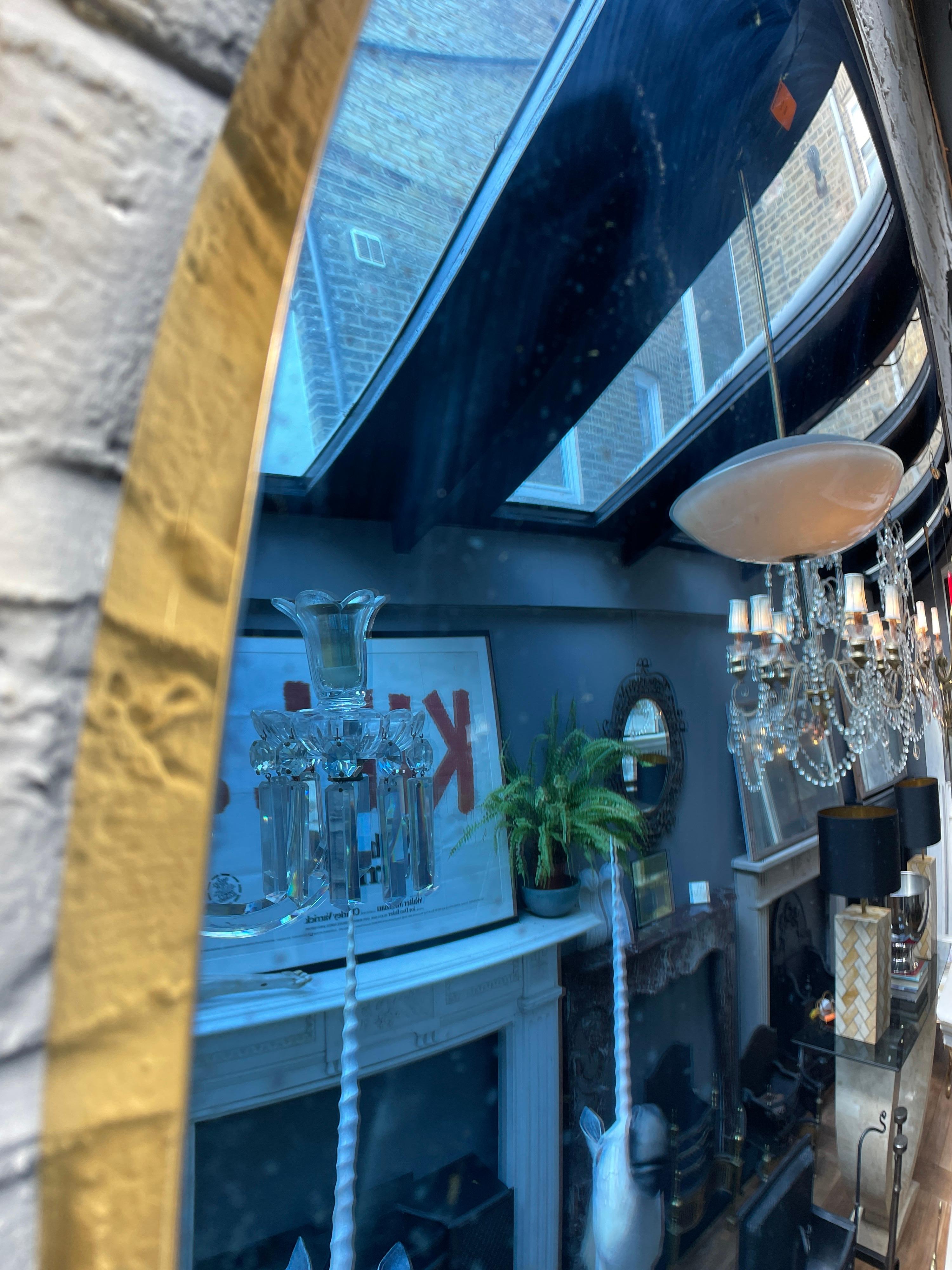 Blue Distressed Glass Circular Convex Mirror 1