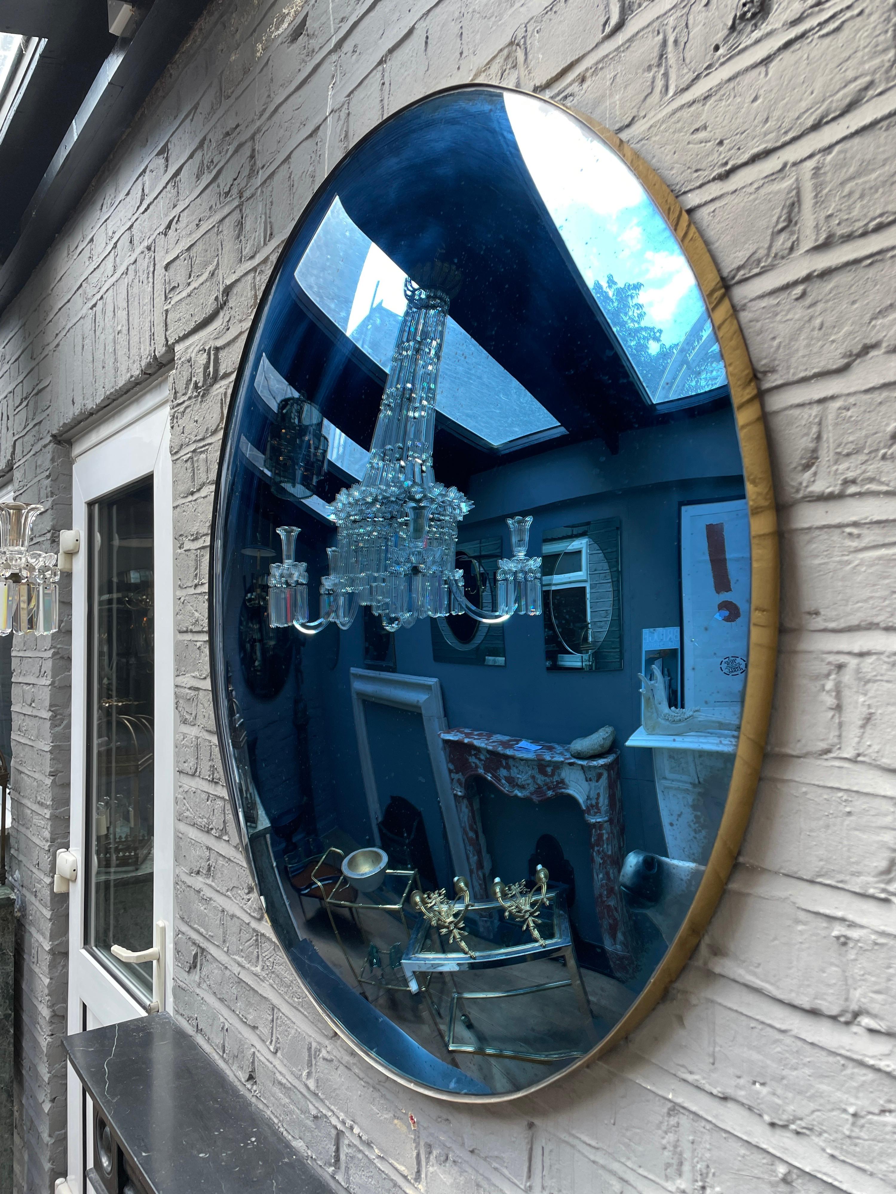 Blue Distressed Glass Circular Convex Mirror 2