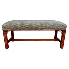 Blue Dot Velvet Upholstered and Carved Bench