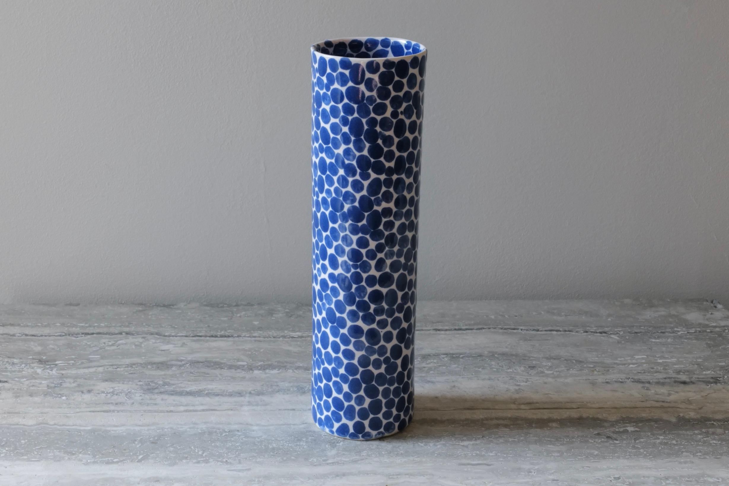Cast Blue Dots Bamboo Vase by Lana Kova For Sale