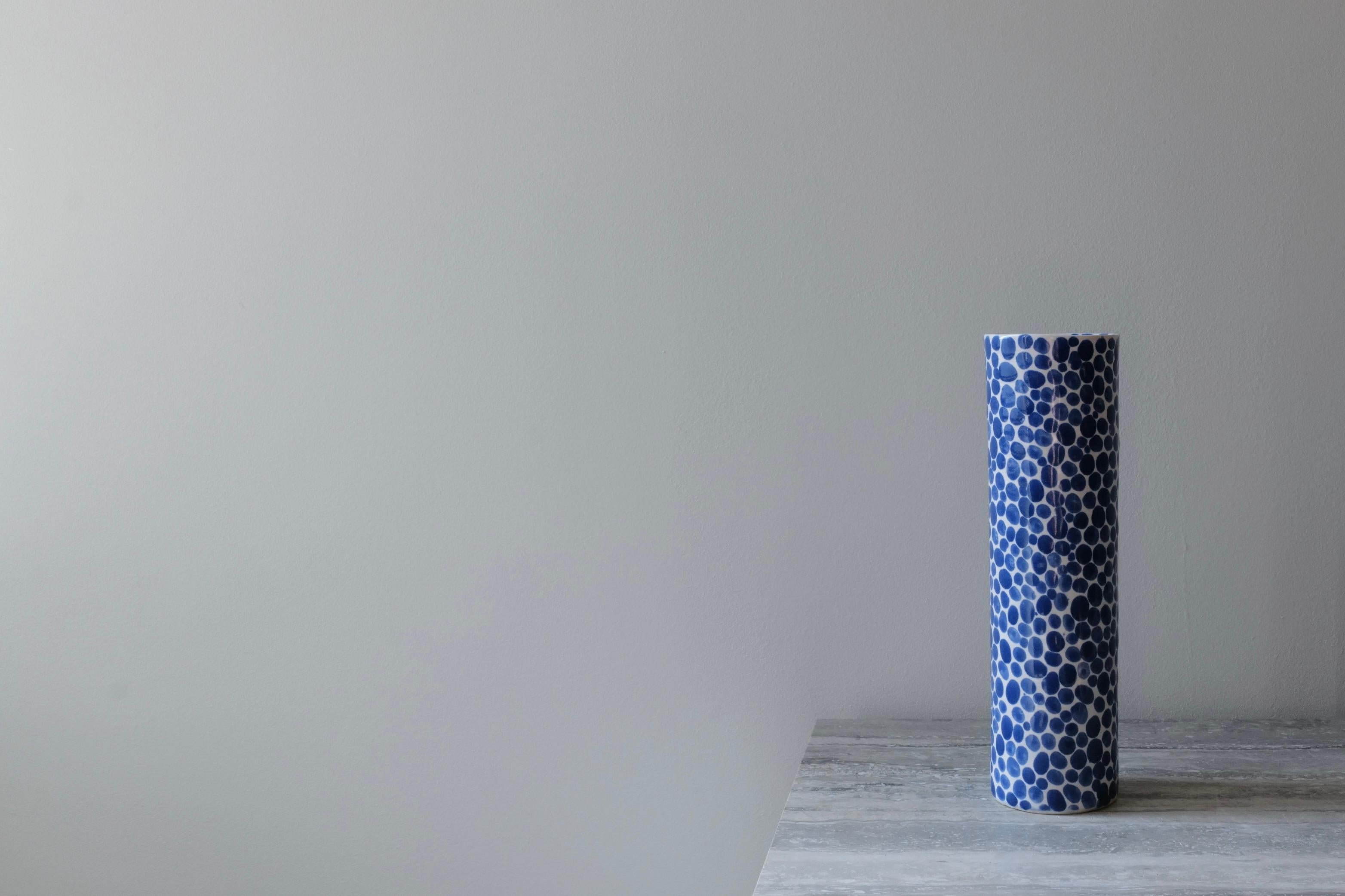 Blue Dots Bamboo Vase by Lana Kova In New Condition For Sale In New York City, NY