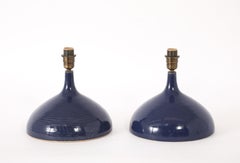 Blue “Dots” Ceramic Table Lamps, France 1950's