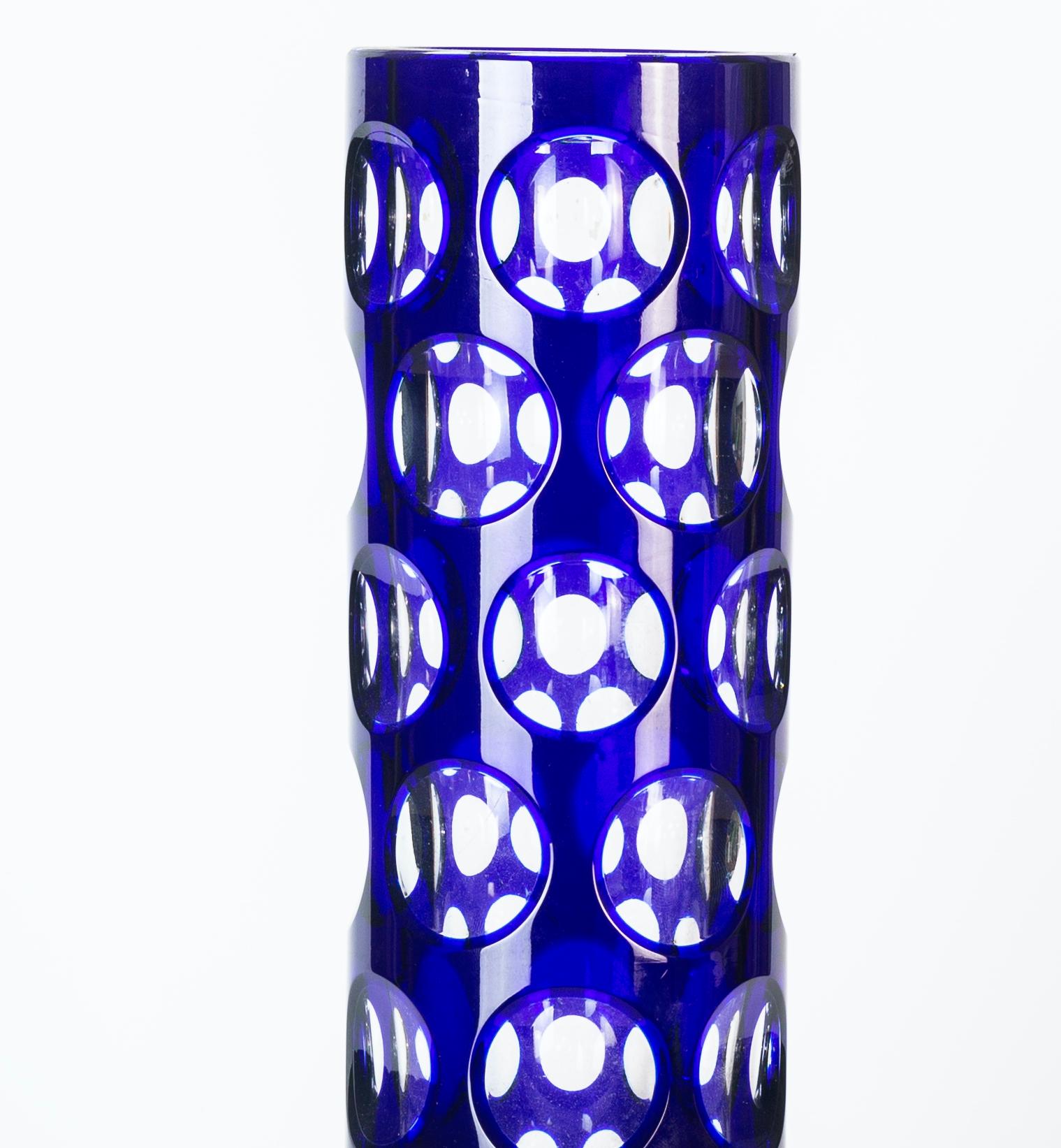 Italian Blue Dots Glass Vase, Italy, 1970s