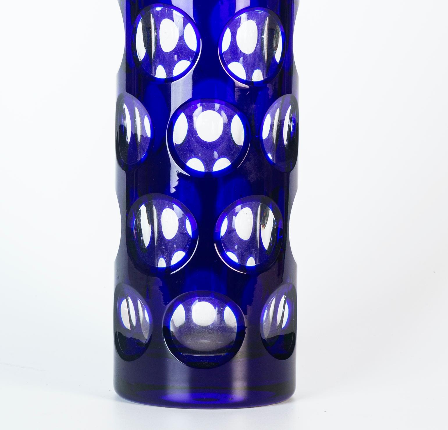 Blue Dots Glass Vase, Italy, 1970s In Good Condition In Roma, IT