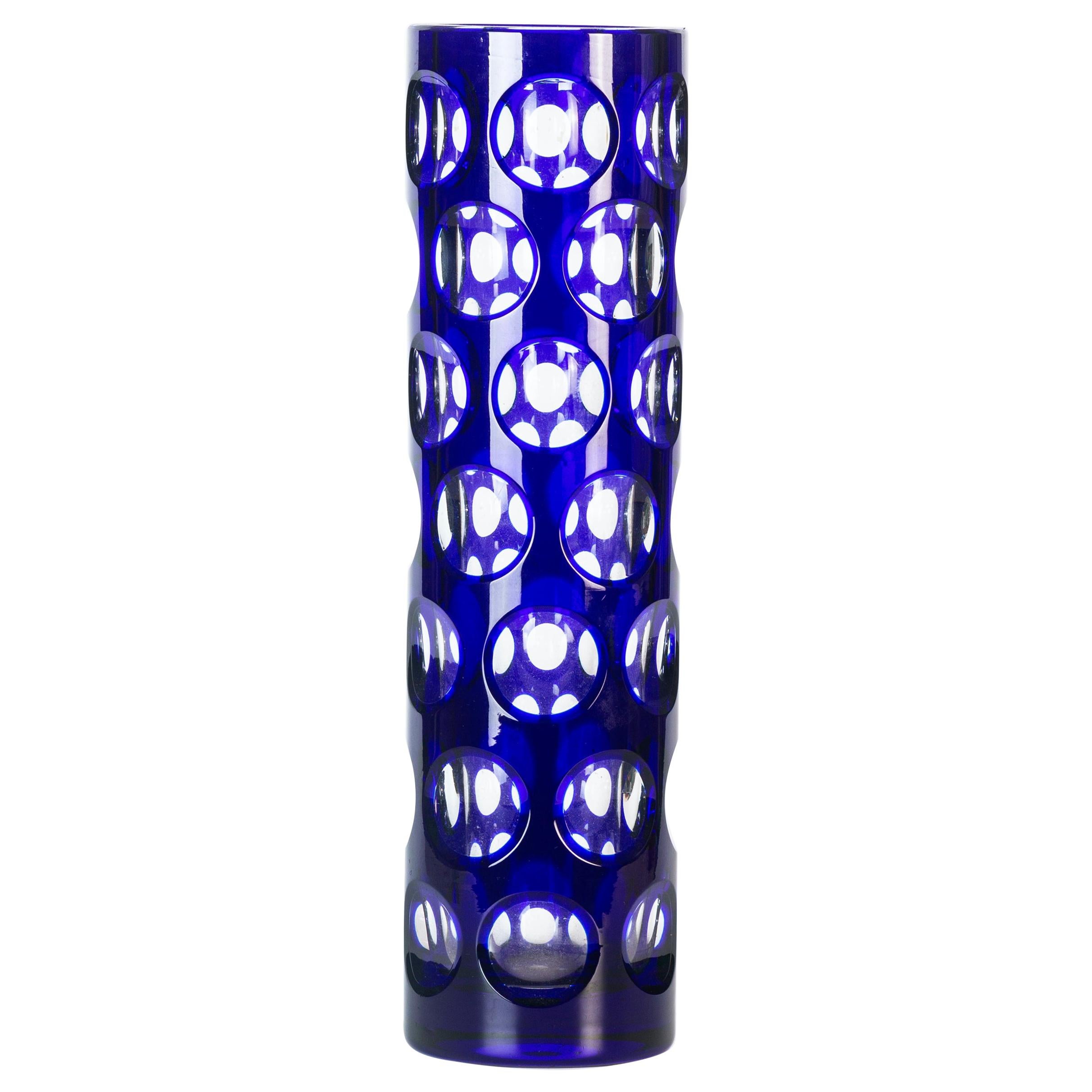 Blue Dots Glass Vase, Italy, 1970s