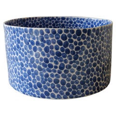 Blue Dots Wide Deep Porcelain Bowl by Lana Kova