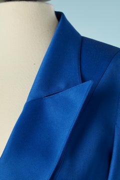 Blue double-breasted worsted wool jacket Thierry Mugler Paris