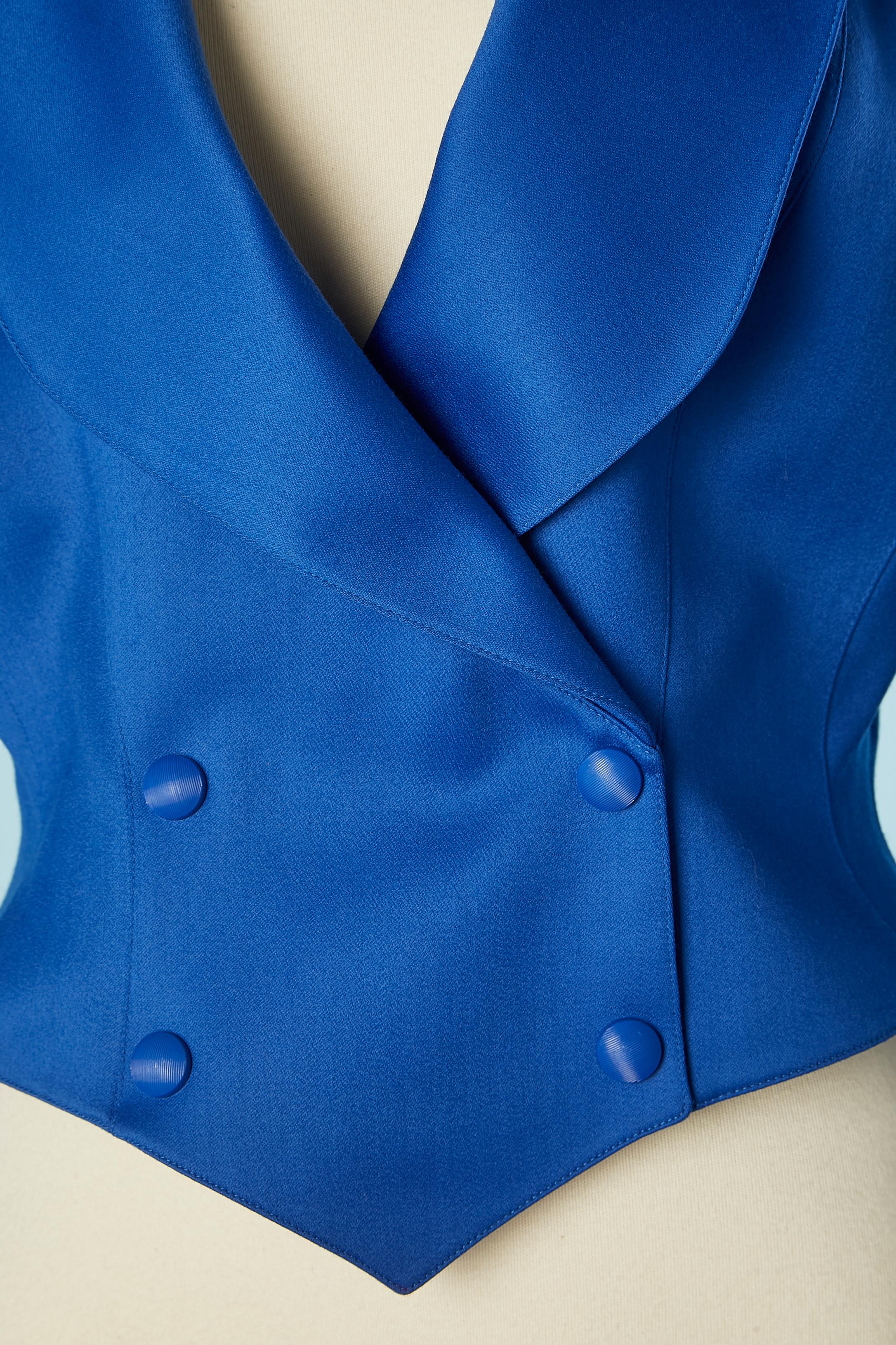 Bleu Thierry Mugler Paris - Veste en laine bleue à double boutonnage  en vente