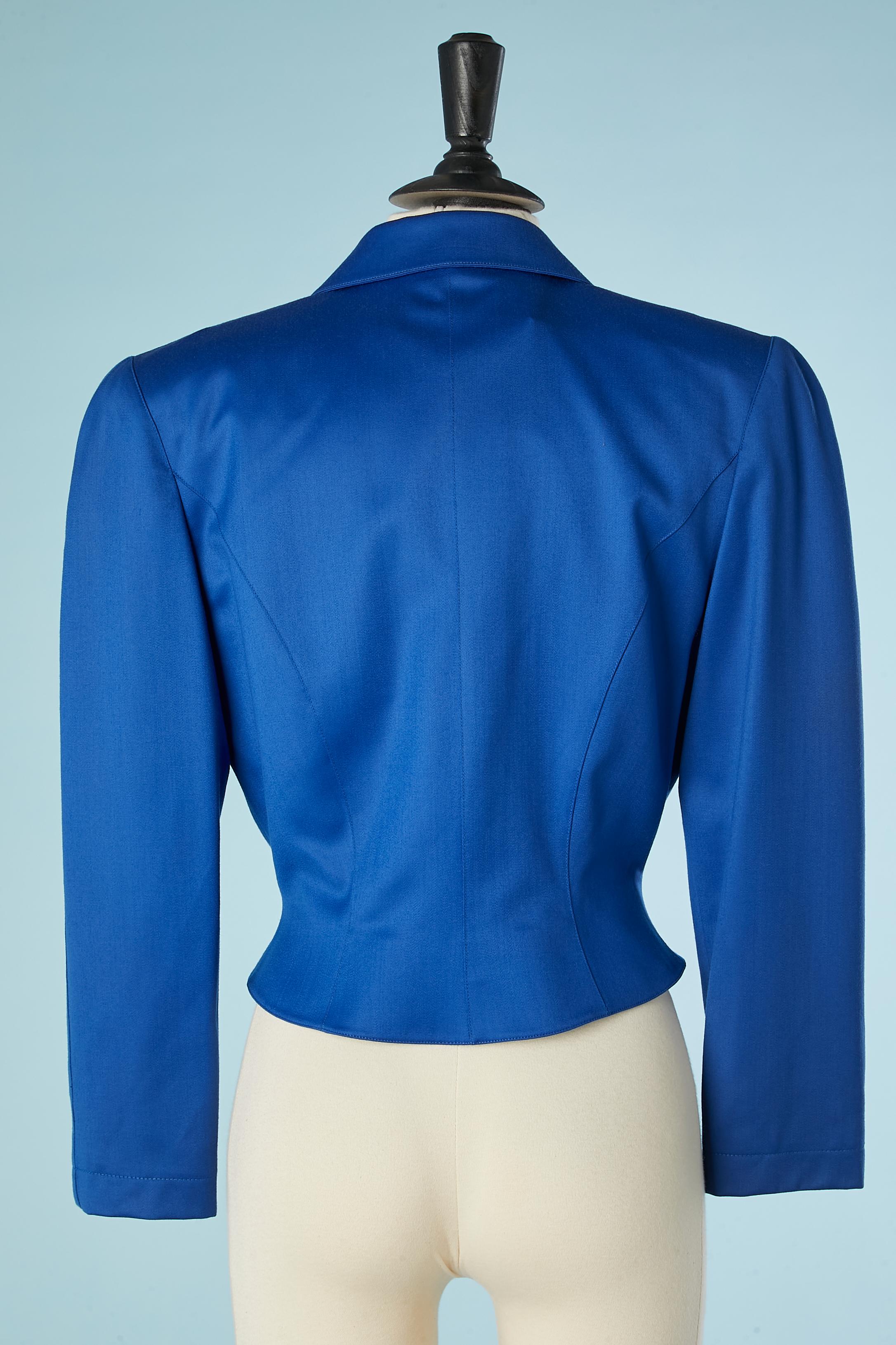 Blue double-breasted worsted wool jacket Thierry Mugler Paris  For Sale 1