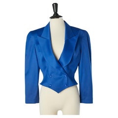 Vintage Blue double-breasted worsted wool jacket Thierry Mugler Paris 