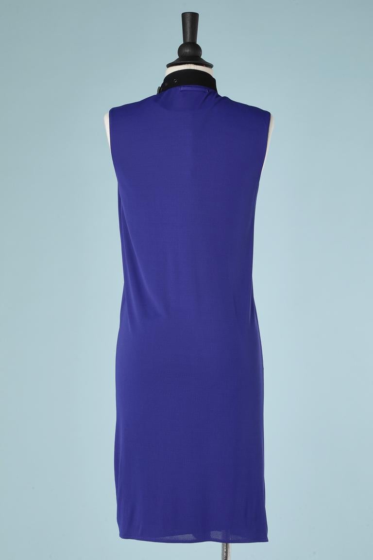 Blue double lays jersey wrap dress with belt around the neck Jean Paul Gaultier  For Sale 3