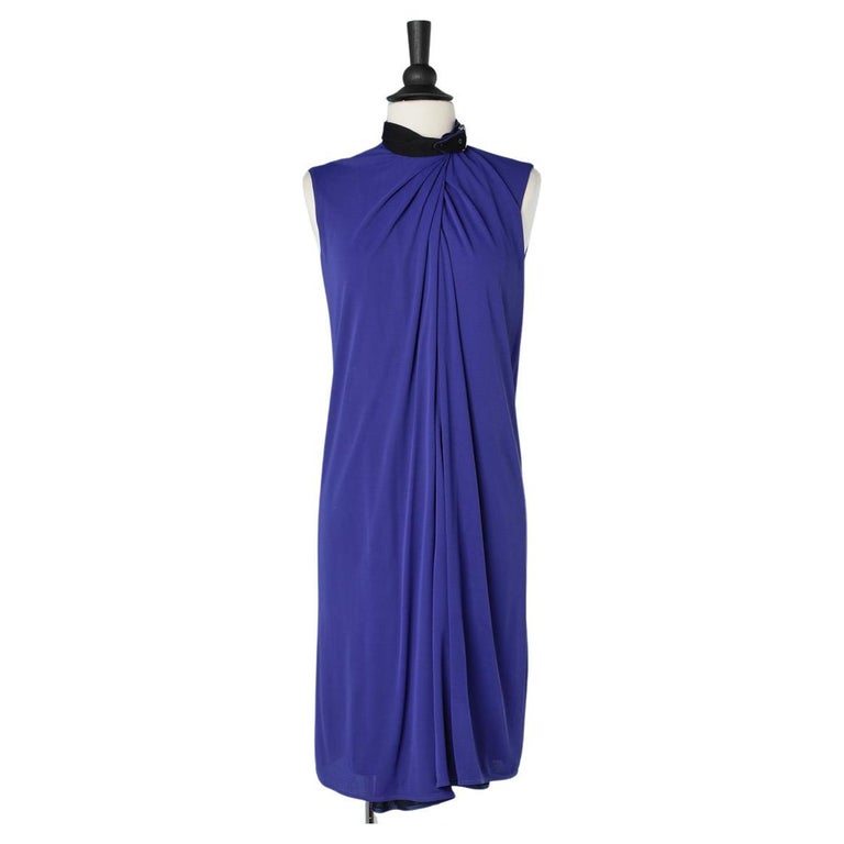 Blue double lays jersey wrap dress with belt around the neck Jean Paul Gaultier For Sale at 1stDibs Blue double lays jersey wrap dress with belt around the neck Jean Paul Gaultier For Sale at 1stDibs