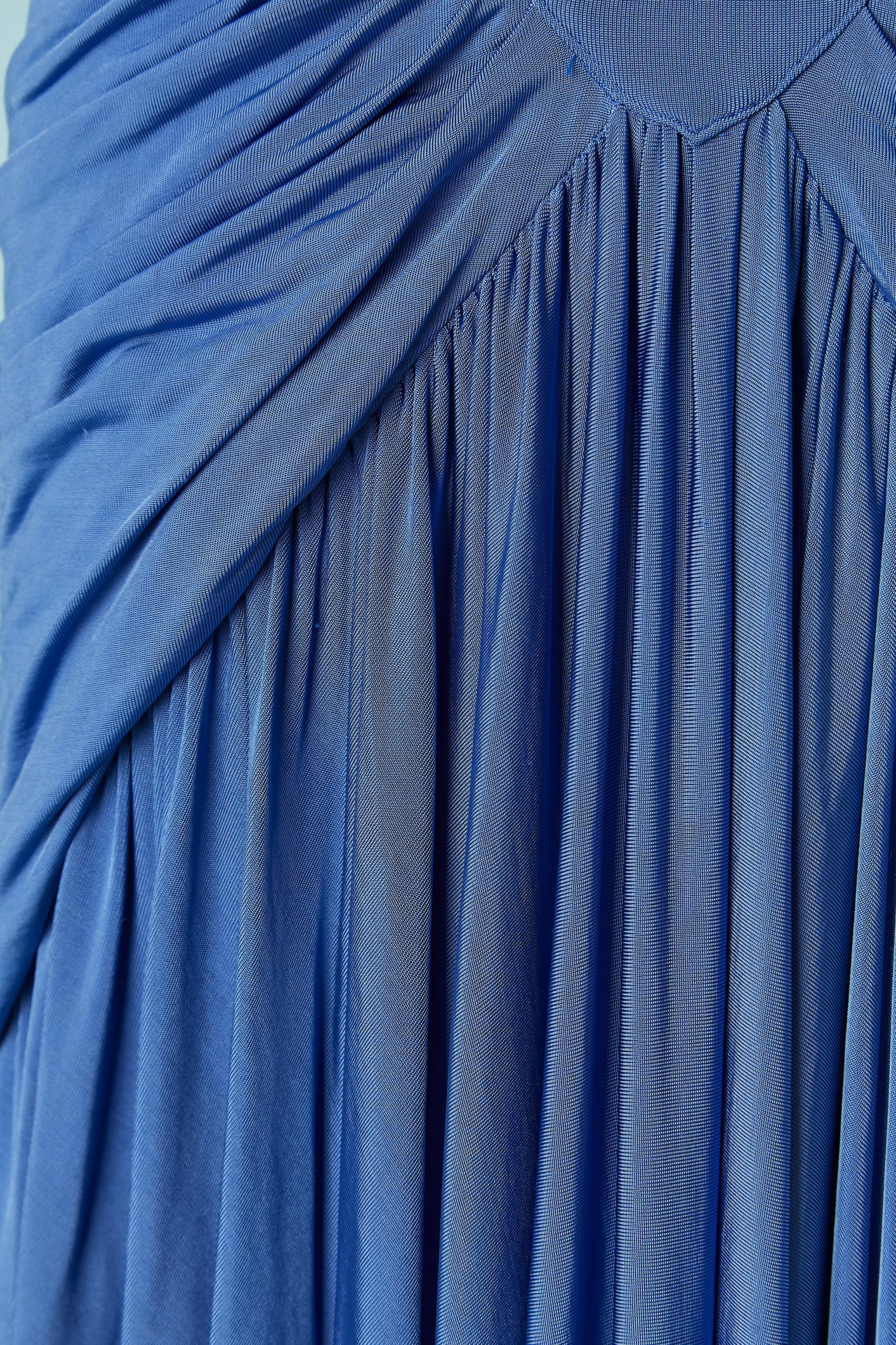Blue draped rayon jersey skirt Just Cavalli In Excellent Condition For Sale In Saint-Ouen-Sur-Seine, FR