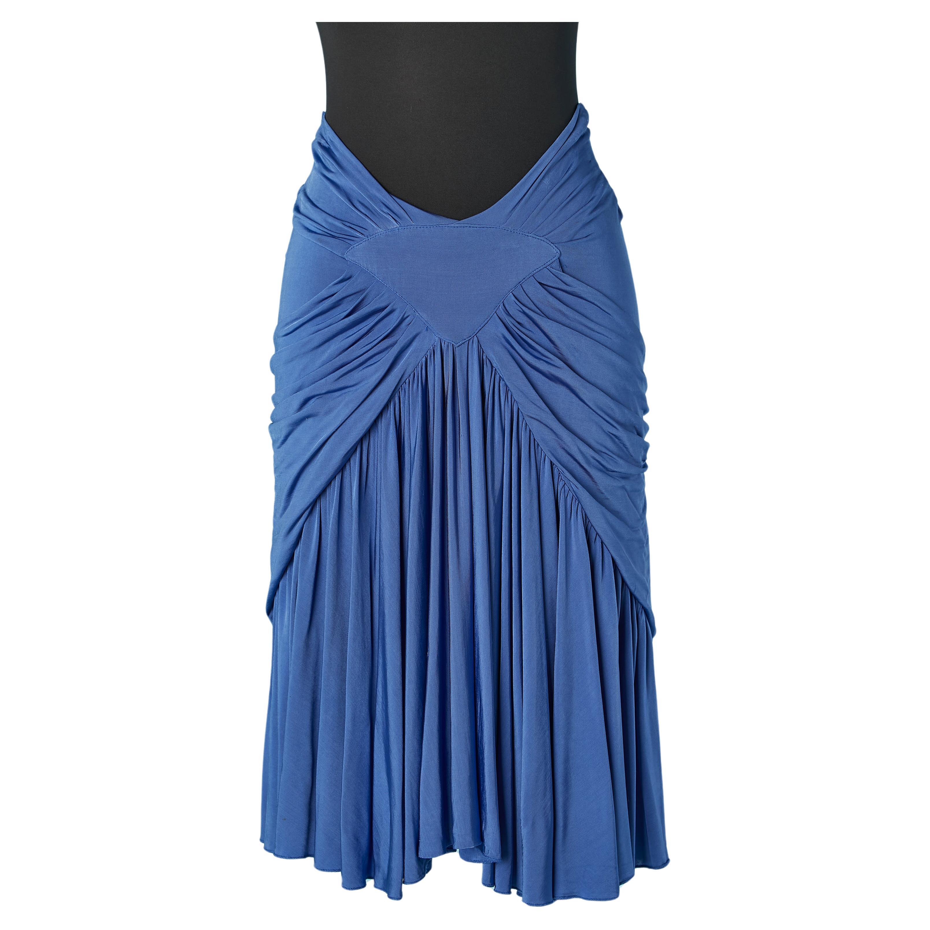 Blue draped rayon jersey skirt Just Cavalli