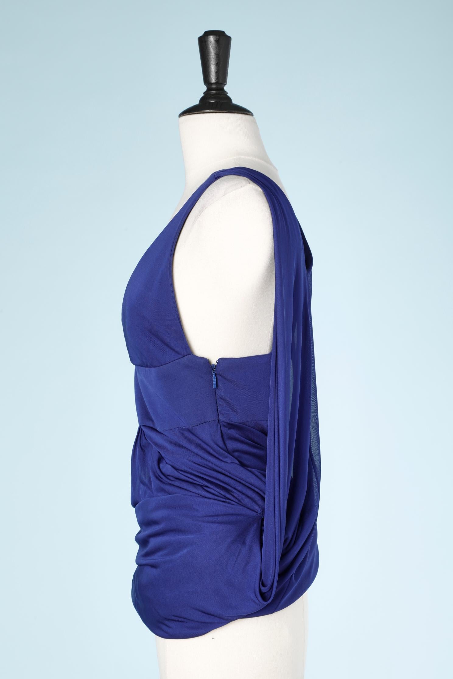 Blaue drapierte Vorhänge  Tanktop von Versace  Damen im Angebot