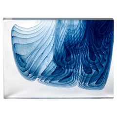 Blue Drift II, an abstract blue & clear cast glass sculpture by Helen Restorick