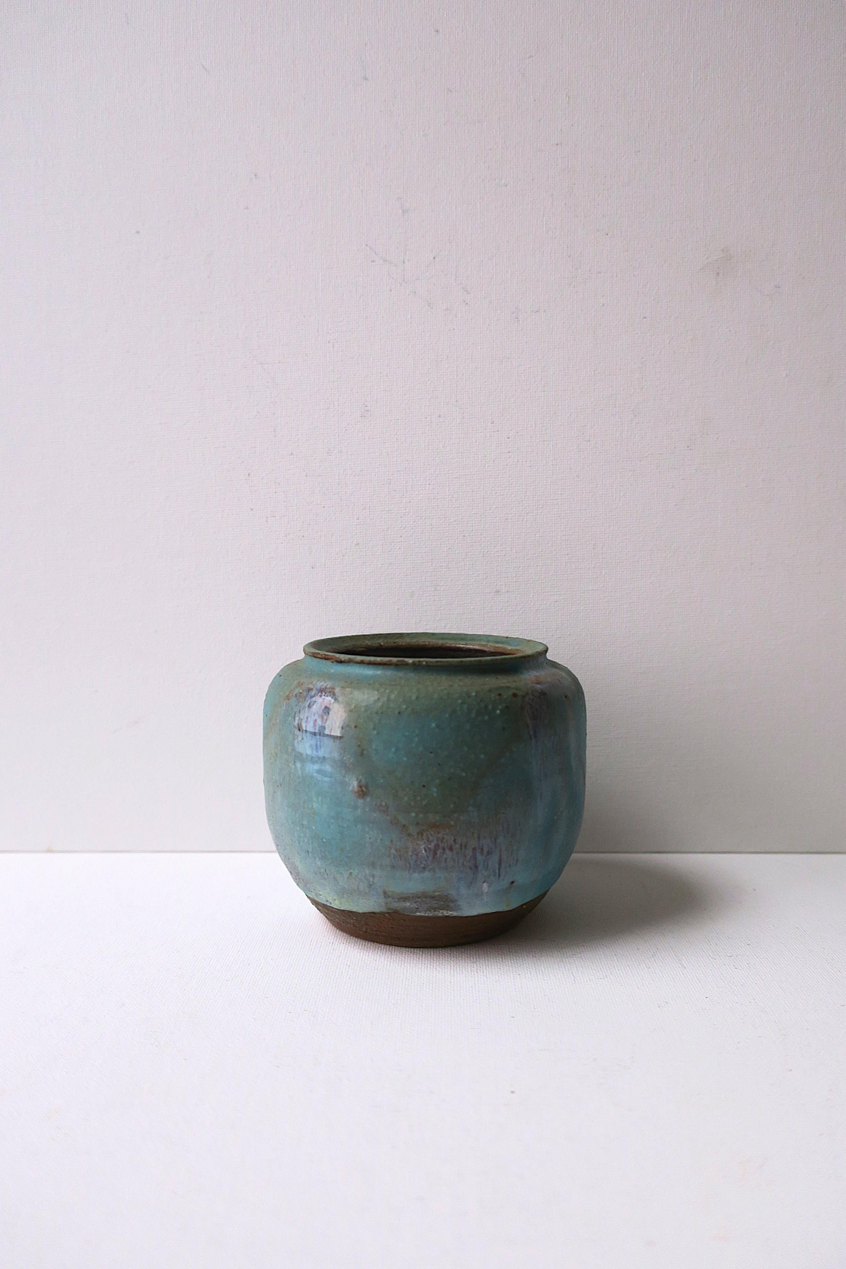 Late 20th Century Blue Drip Pottery Vase, 1973