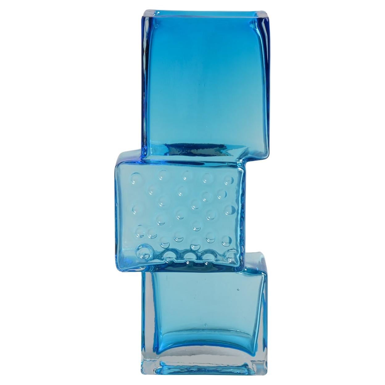 Blue Drunken Bricklayer Vase by Geoffrey Baxter for Whitefriars Glass in vendita