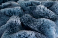 Blue Dyed Arctic Fur Fox Blanket Silk Lining