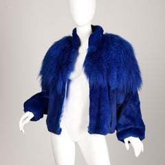 Blue Dyed Mongolian Lamb + Sheared Rabbit Fur Jacket