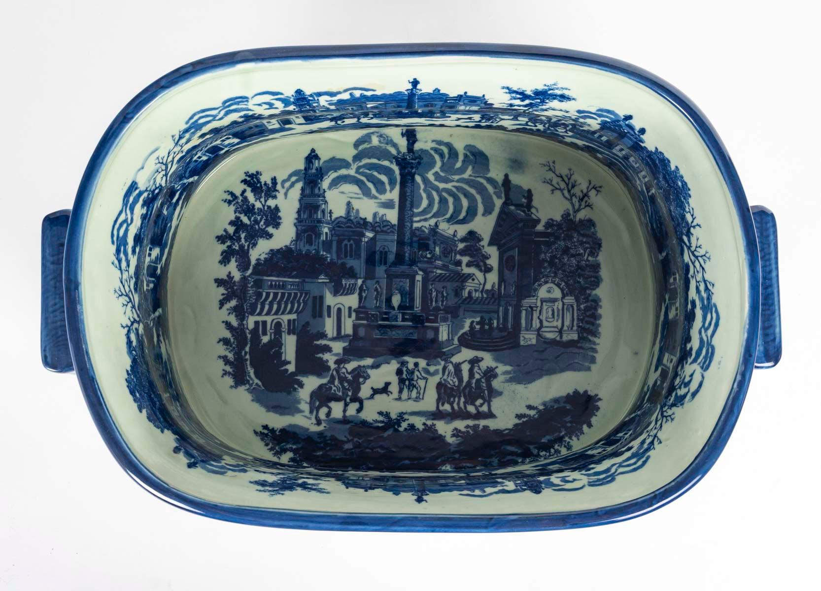 Blue Earthenware Planter, Signed Victoria Ware, 20th Century. In Good Condition In Saint-Ouen, FR