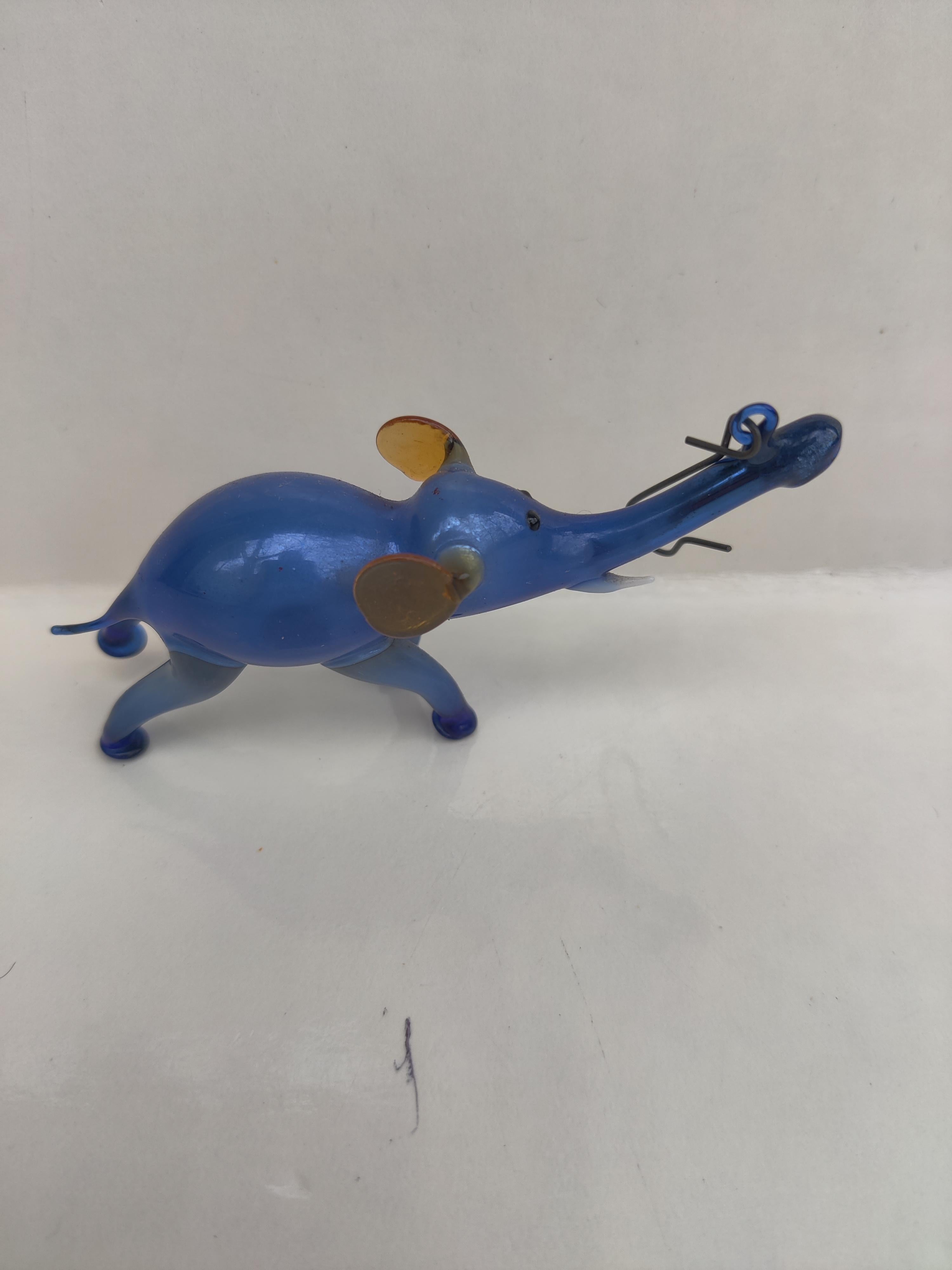 Blauer Elefant Deutsches Ornament aus geblasenem Glas im Zustand „Gut“ im Angebot in Cincinnati, OH