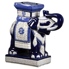 Blue Elephant of the Good Luck, Vintage Ceramic Sculpture, 1970s