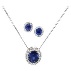 Blue Elysian - 9.67ct Untreated Ceylon Royal Blue Sapphire Pendant and Earrings