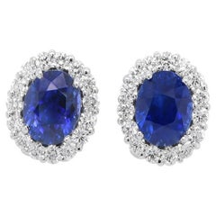 Blue Elysian Earrings – 6.04ct Untreated Ceylon Royal Blue Sapphires