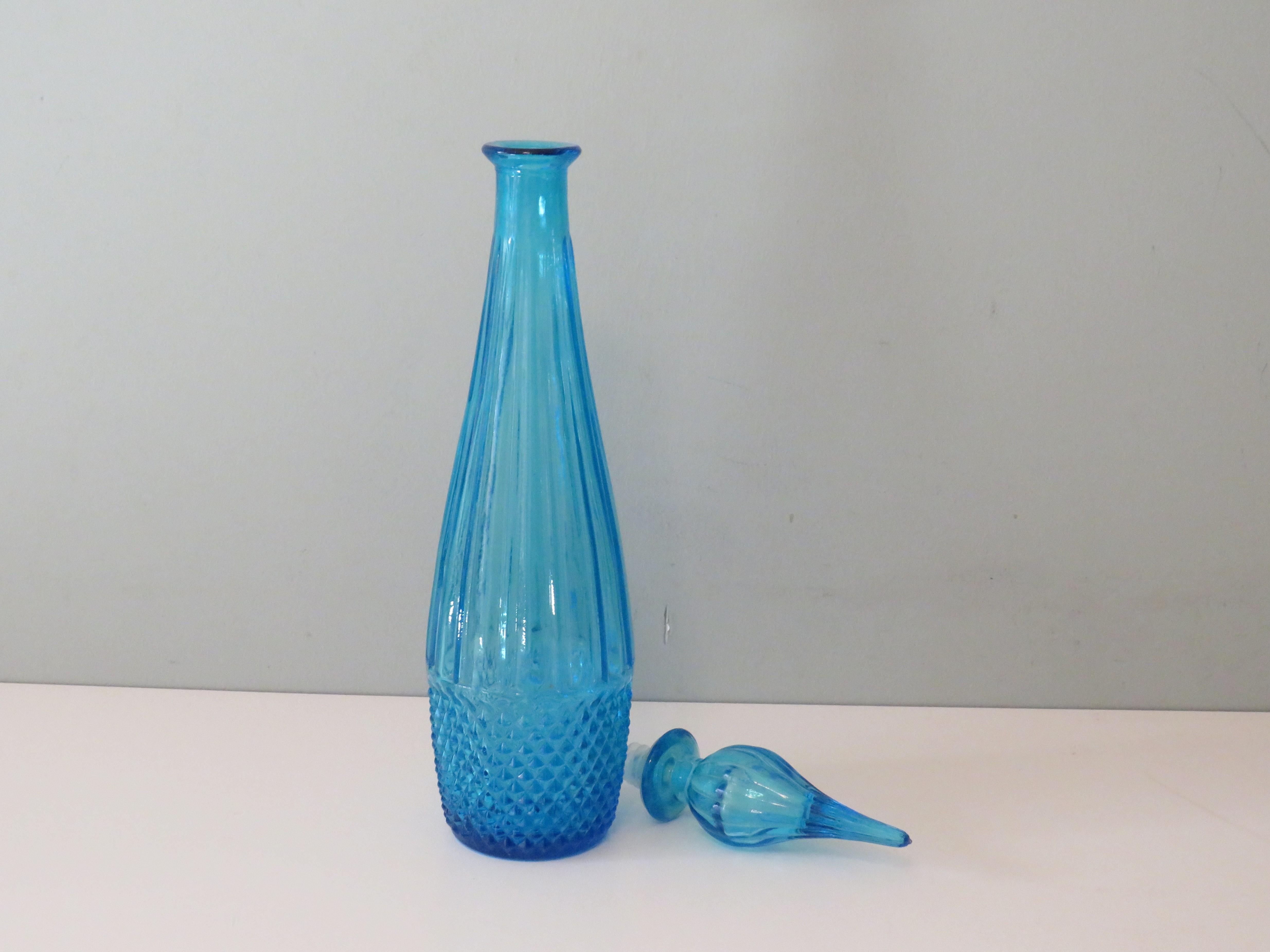 Blaue Empoli-Flasche, Italien 1960 (Moderne der Mitte des Jahrhunderts) im Angebot