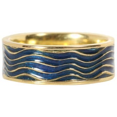 Blue Enamel 18 Carat Yellow Gold Dress Ring