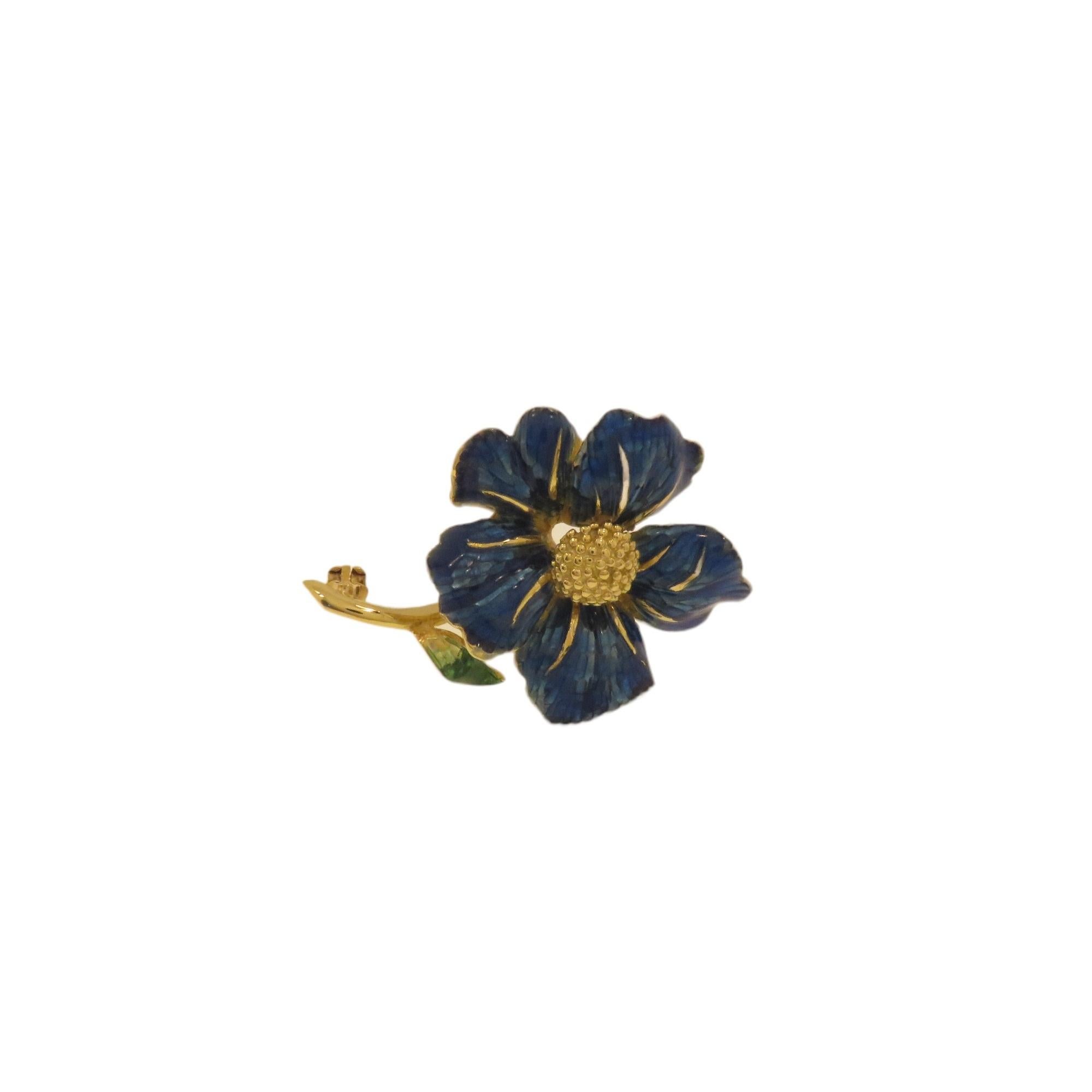 blue flower brooch