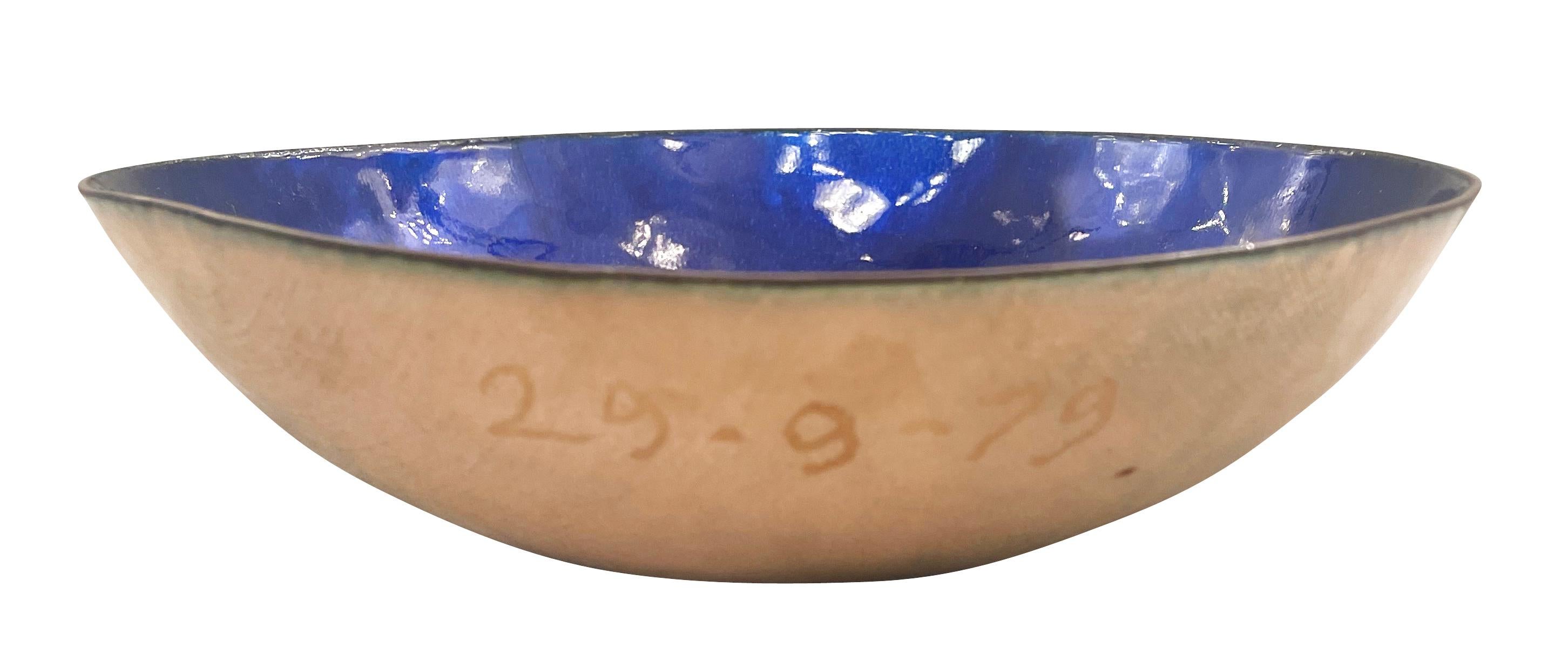 Mid-Century Modern Blue Enamel Bowl by Paolo De Poli
