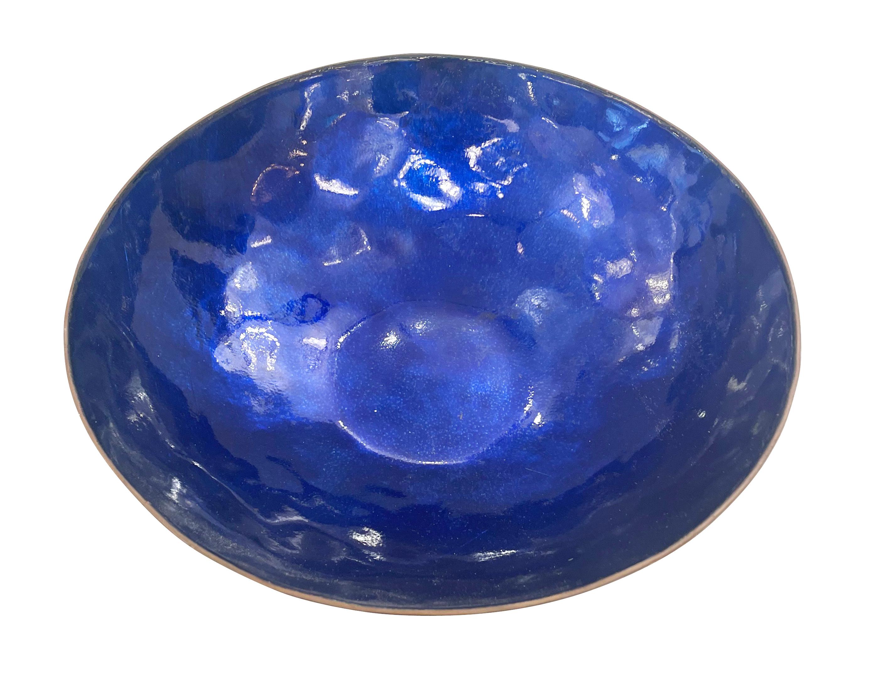 Italian Blue Enamel Bowl by Paolo De Poli