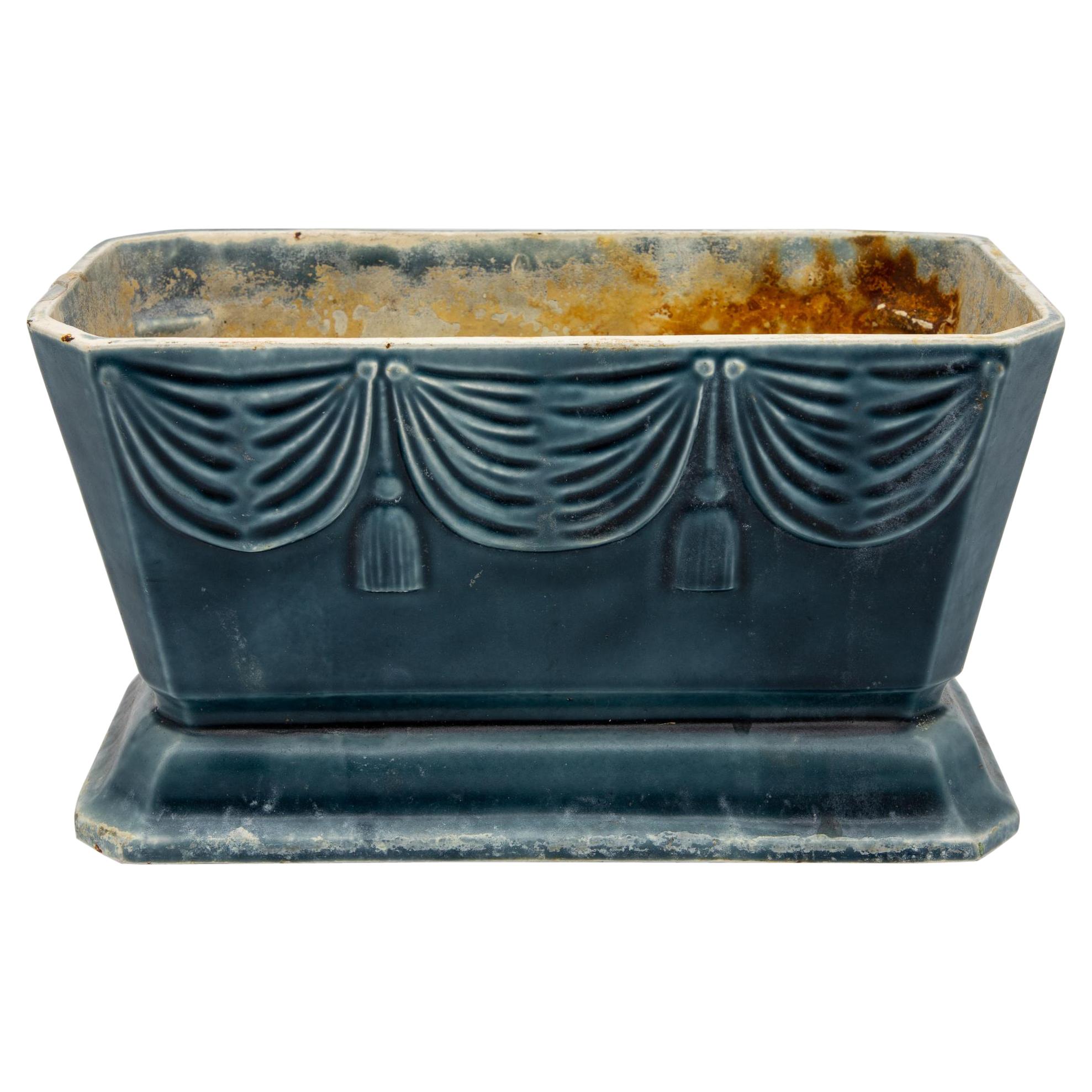 Blue Enamel Cast Iron Cachepot