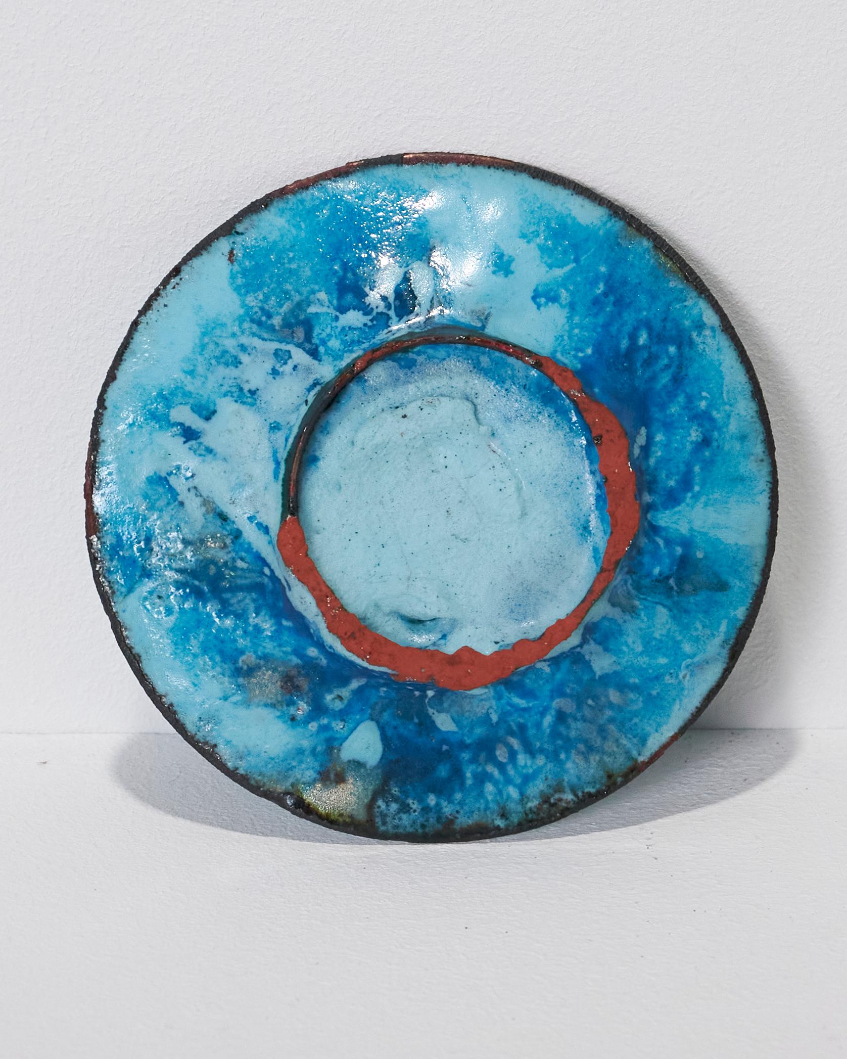 Céramique Plat en émail bleu, Geneviève Martineau-Dausset, années 1950