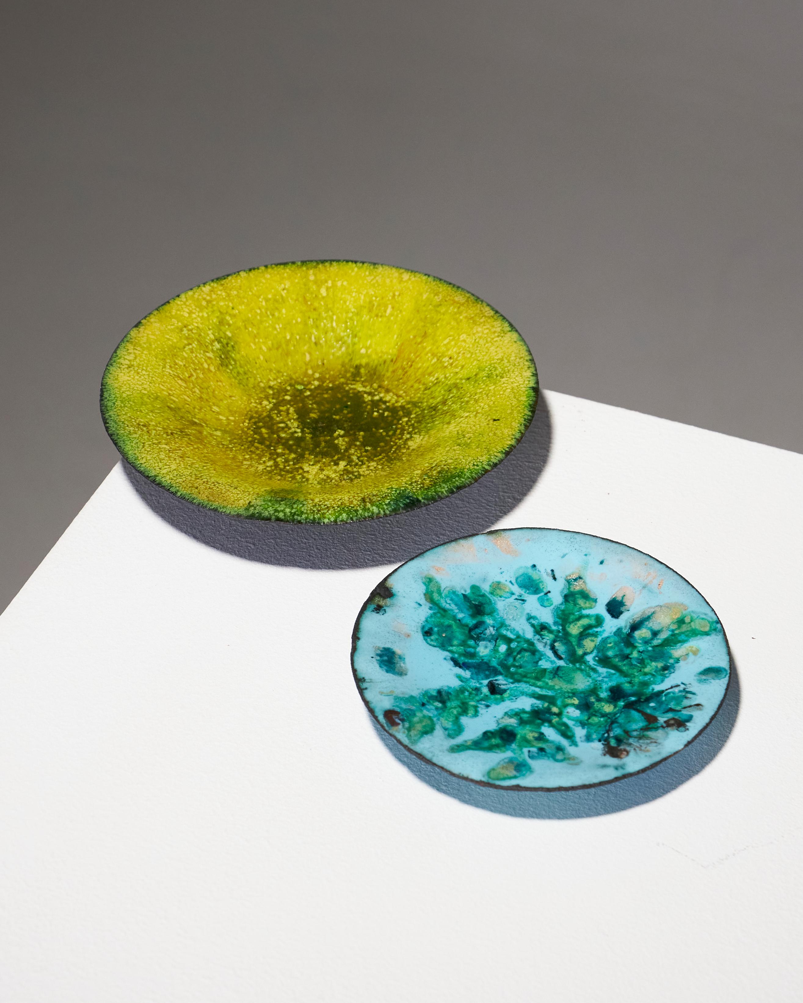 Plat en émail bleu, Geneviève Martineau-Dausset, années 1950 2