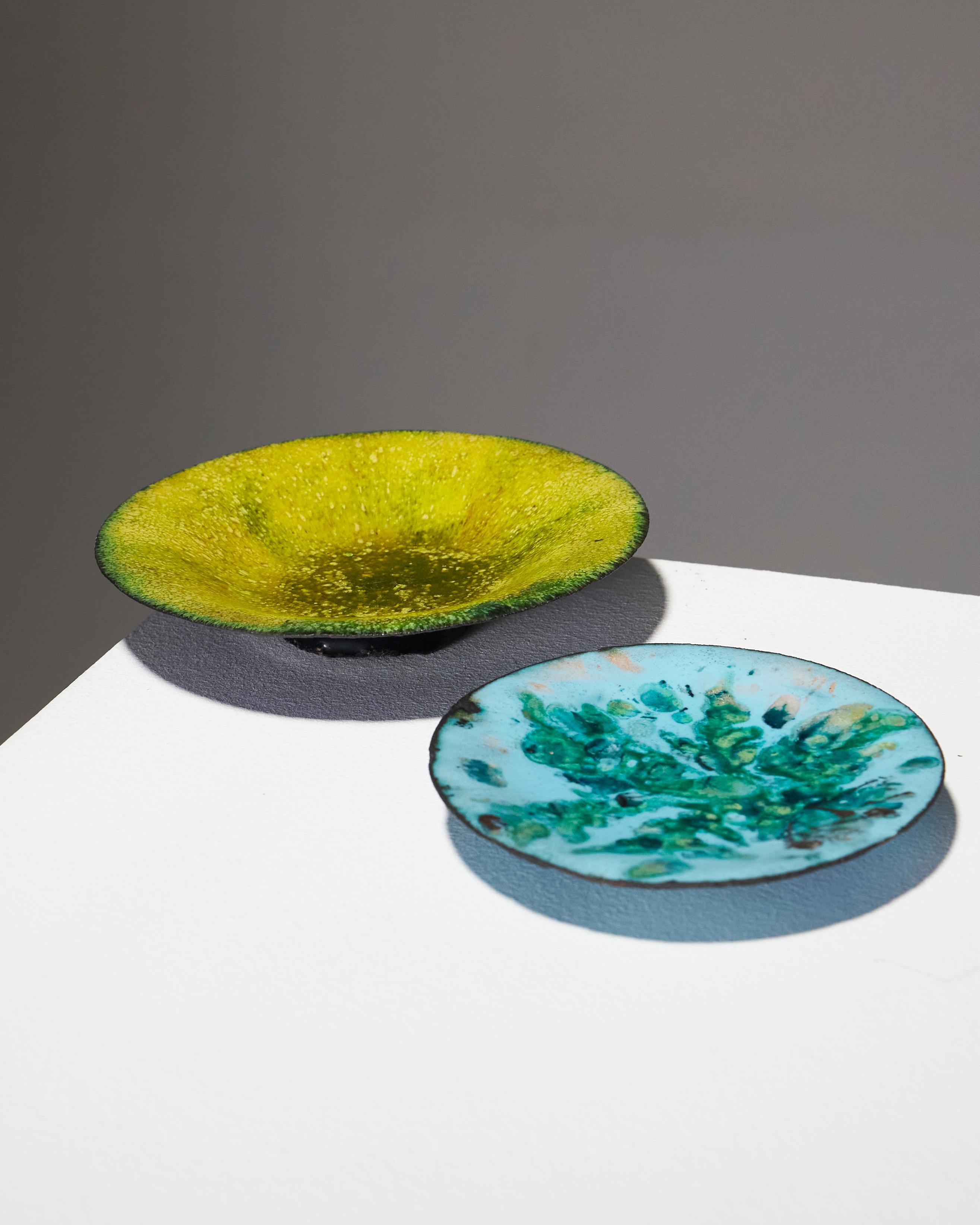 Plat en émail bleu, Geneviève Martineau-Dausset, années 1950 3