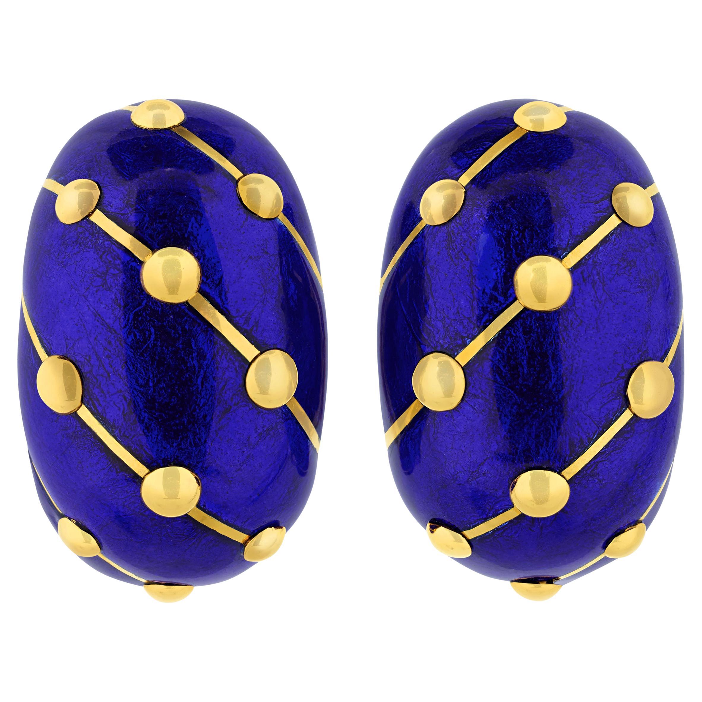 Blaue Emaille-Ohrringe von Jean Schlumberger für Tiffany & Co