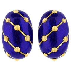 Vintage Blue Enamel Earrings By Jean Schlumberger For Tiffany & Co