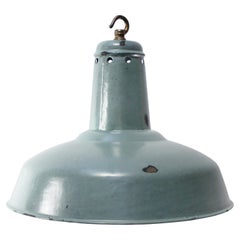 Blue Enamel French Vintage Industrial Pendant Light