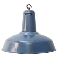 Blue Enamel French Vintage Industrial Pendant Light