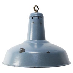 Blue Enamel French Vintage Industrial Pendant Light