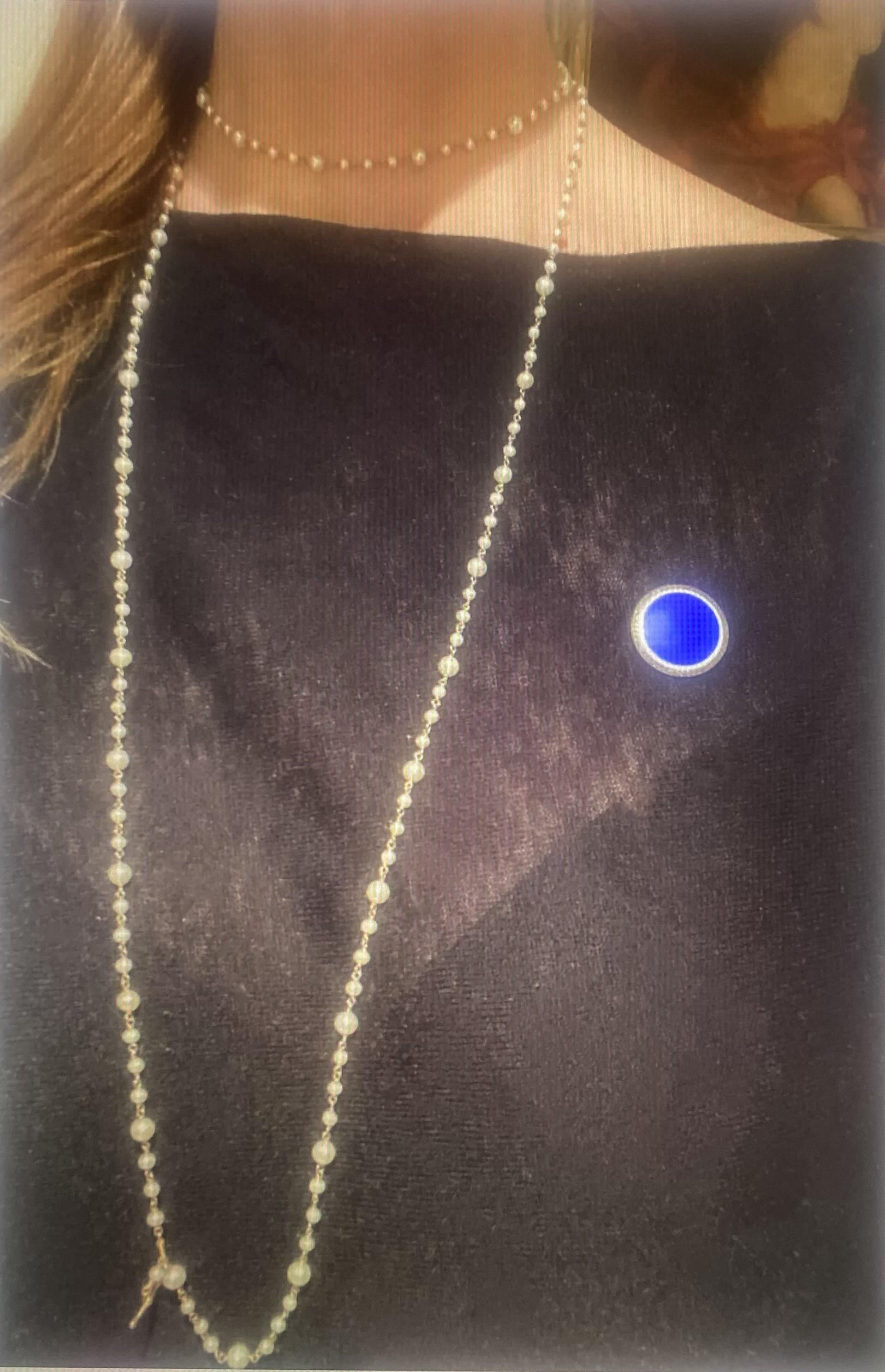 da uomo o donna Blue Enamel Guilloche and Sterling Silver Pin Brooch in vendita