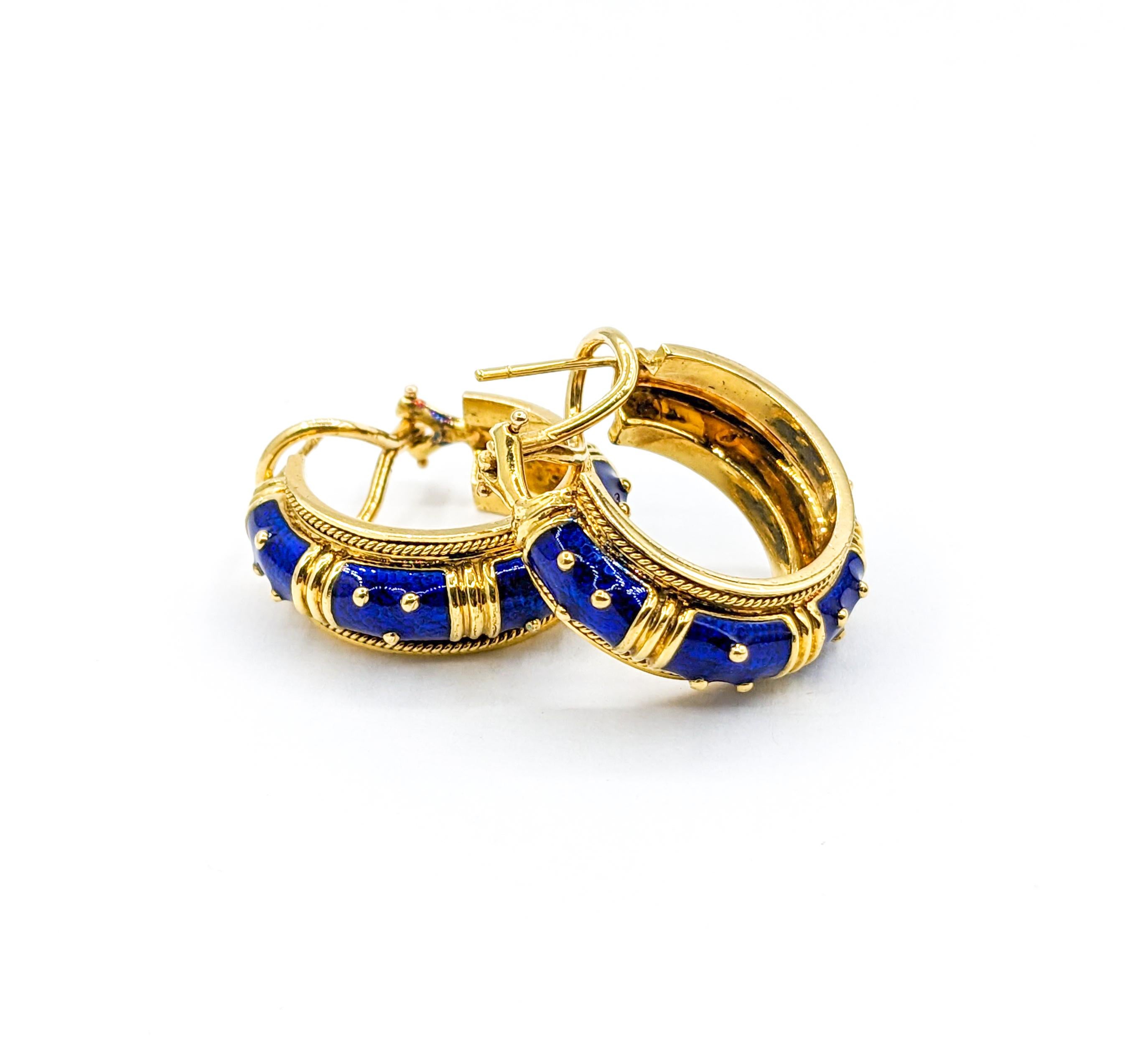 Omega-Ohrringe mit blauem Emaille-Ring Hidalgo 3