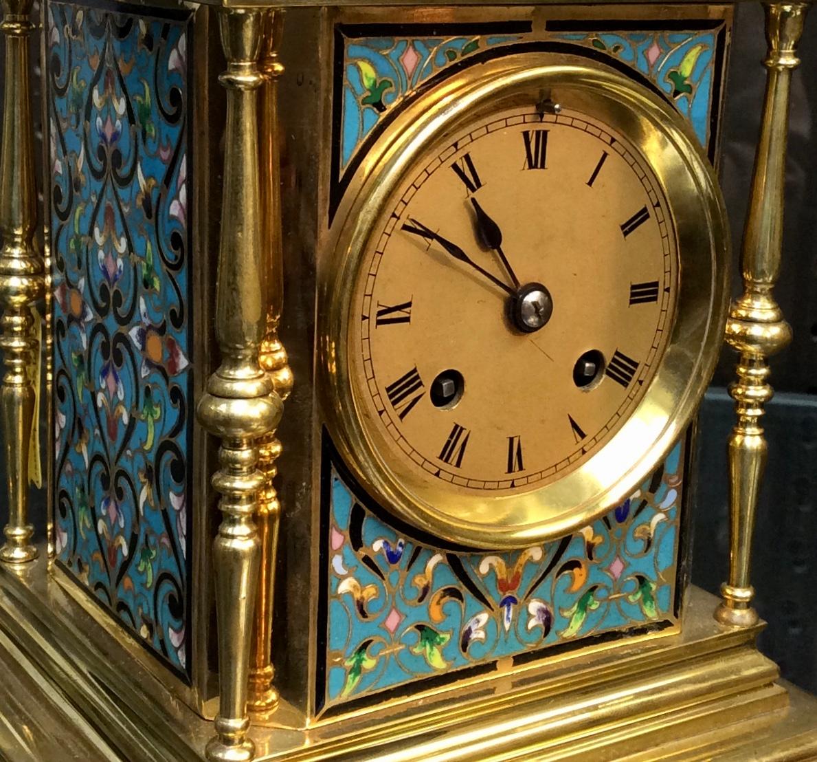 19th Century Blue Enamel French Ormolu Clock In Good Condition In London, Nottinghill